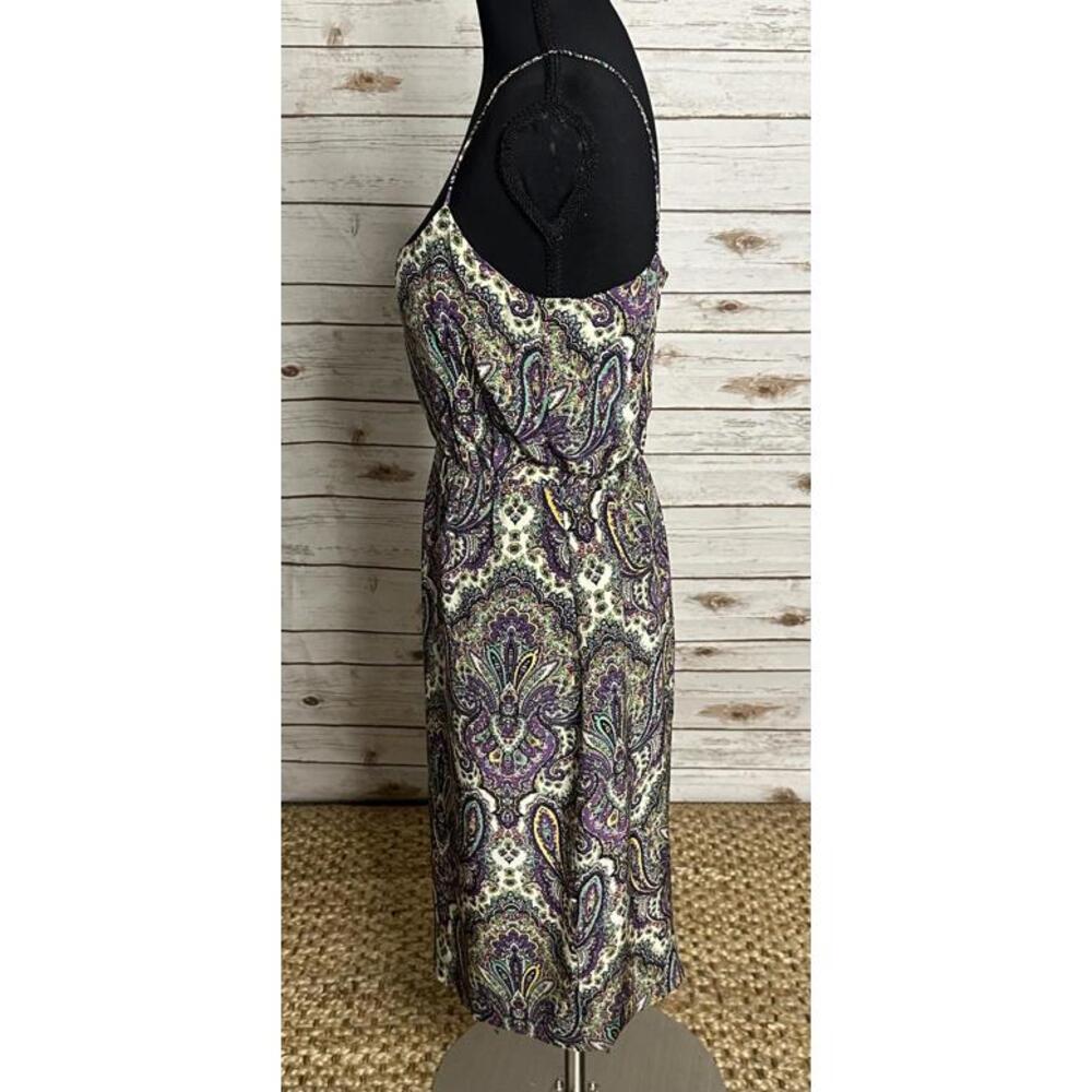 J.Crew boho chic multicolored paisley spaghetti strap silk slip dress Size 2 - Picture 5 of 6